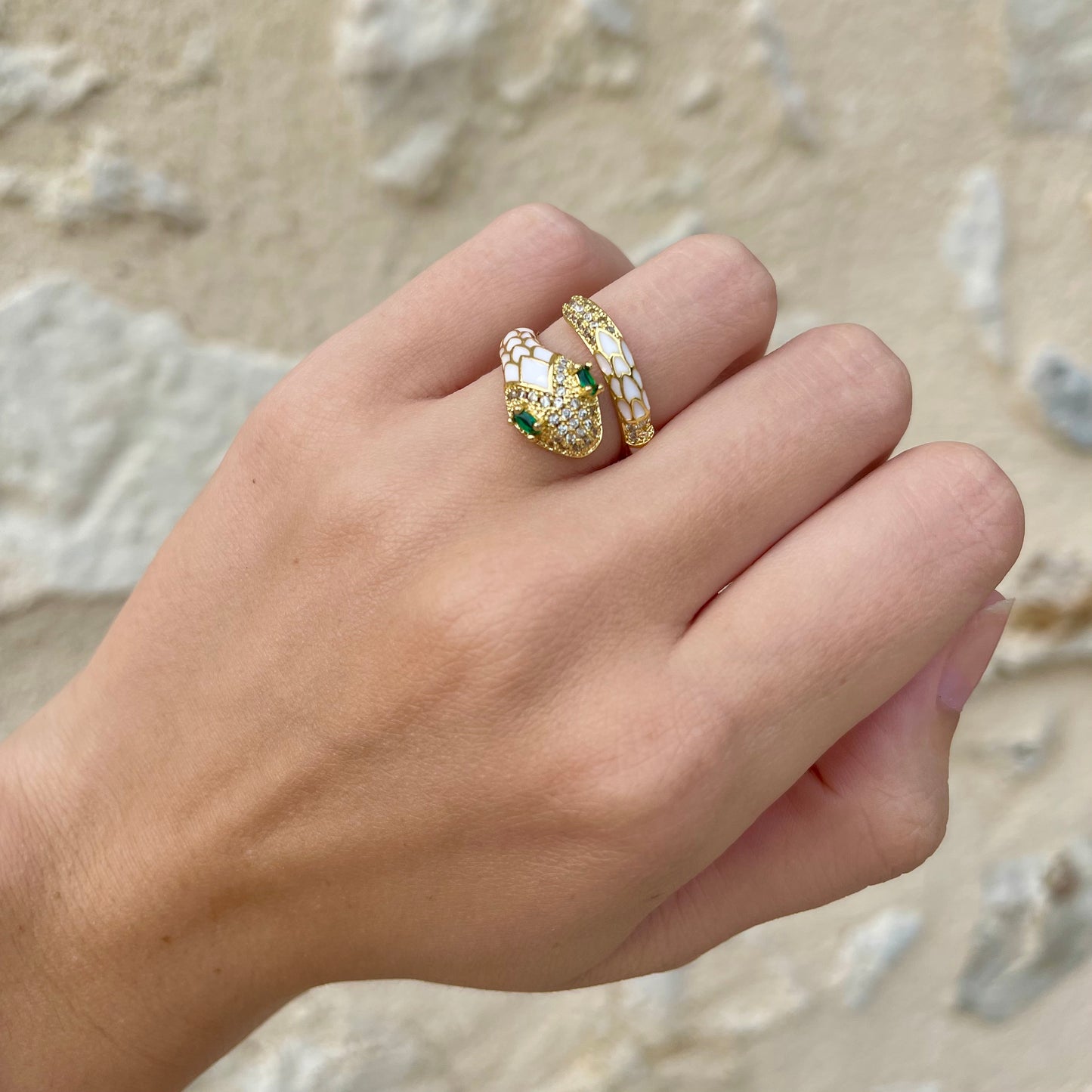 Bague Serpent Blanc